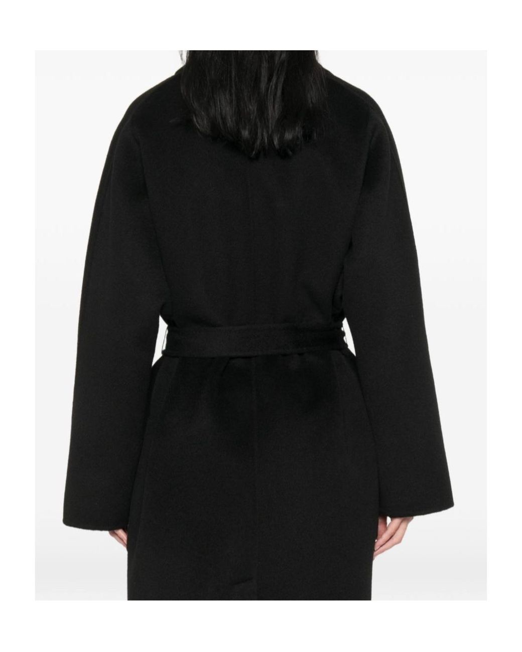 Elisabetta Franchi Black Double Cloth Belted Coat