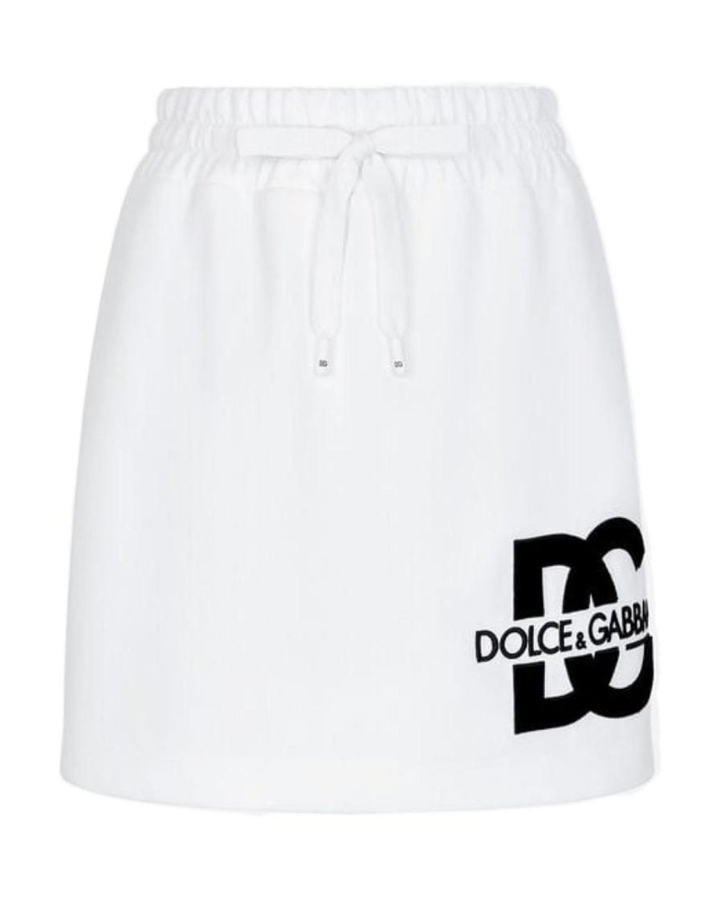 Dolce & Gabbana White Dg Logo Patch Jersey Mini Skirt