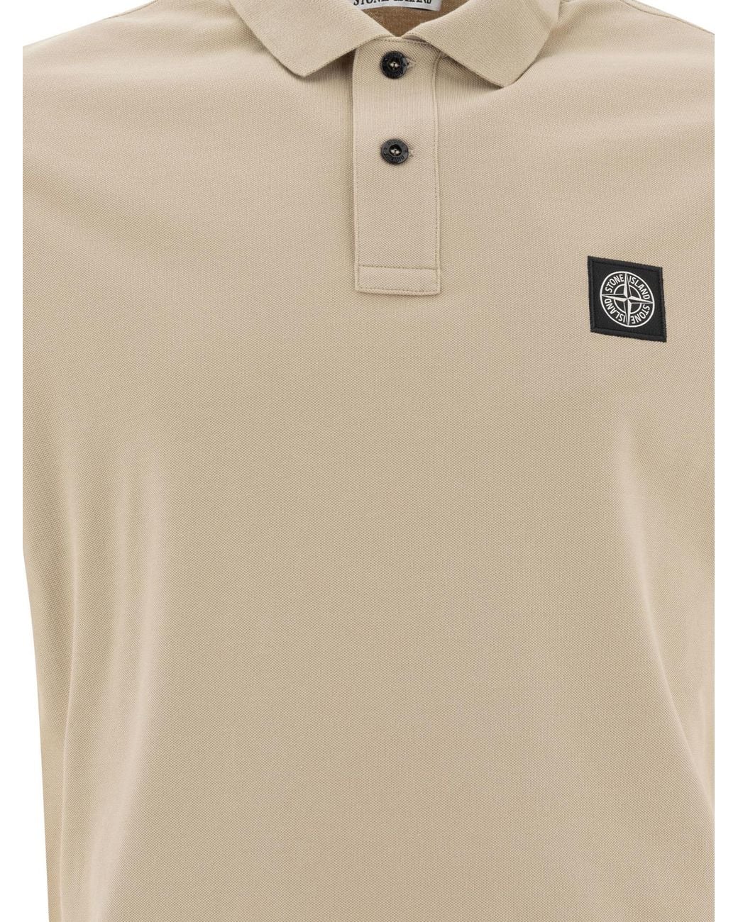 Stone Island Natural Logo Patch Short-Sleeved Polo Shirt for men