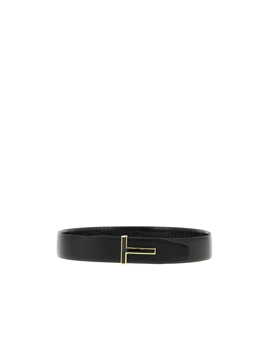 Tom Ford White Reversible Crocodile-Effect Logo Belt for men