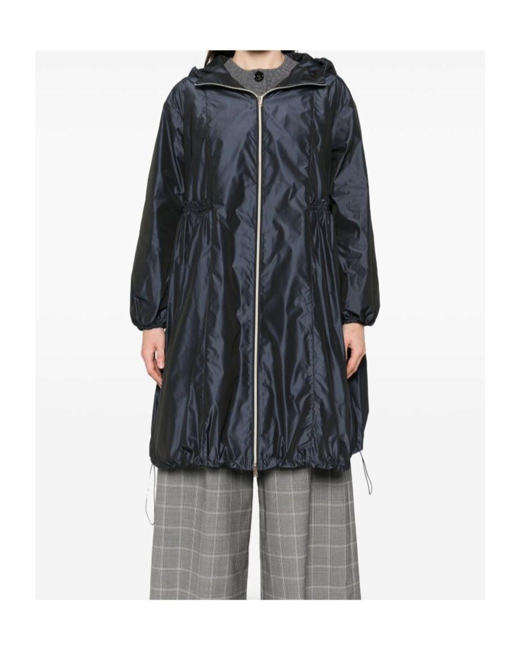 Herno Blue Zip-Up Hooded Coat