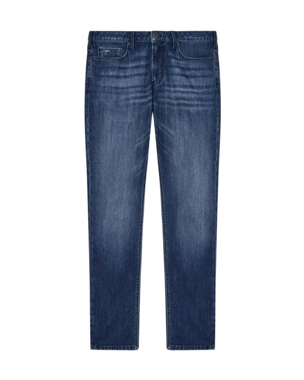 Emporio Armani Blue Five-Pocket Straight Jeans for men