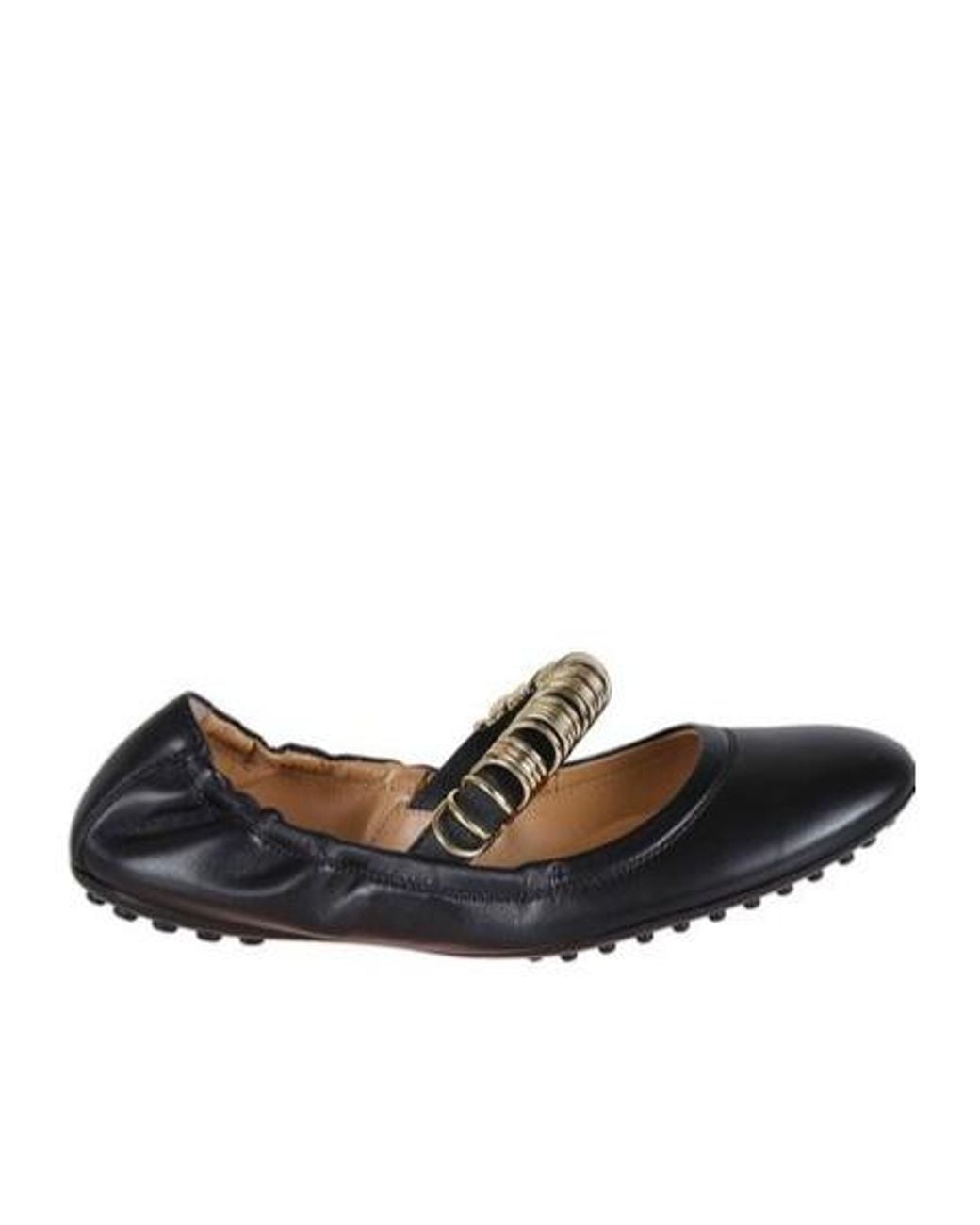 Tod's Black Metallic Rings Strap Ballerinas