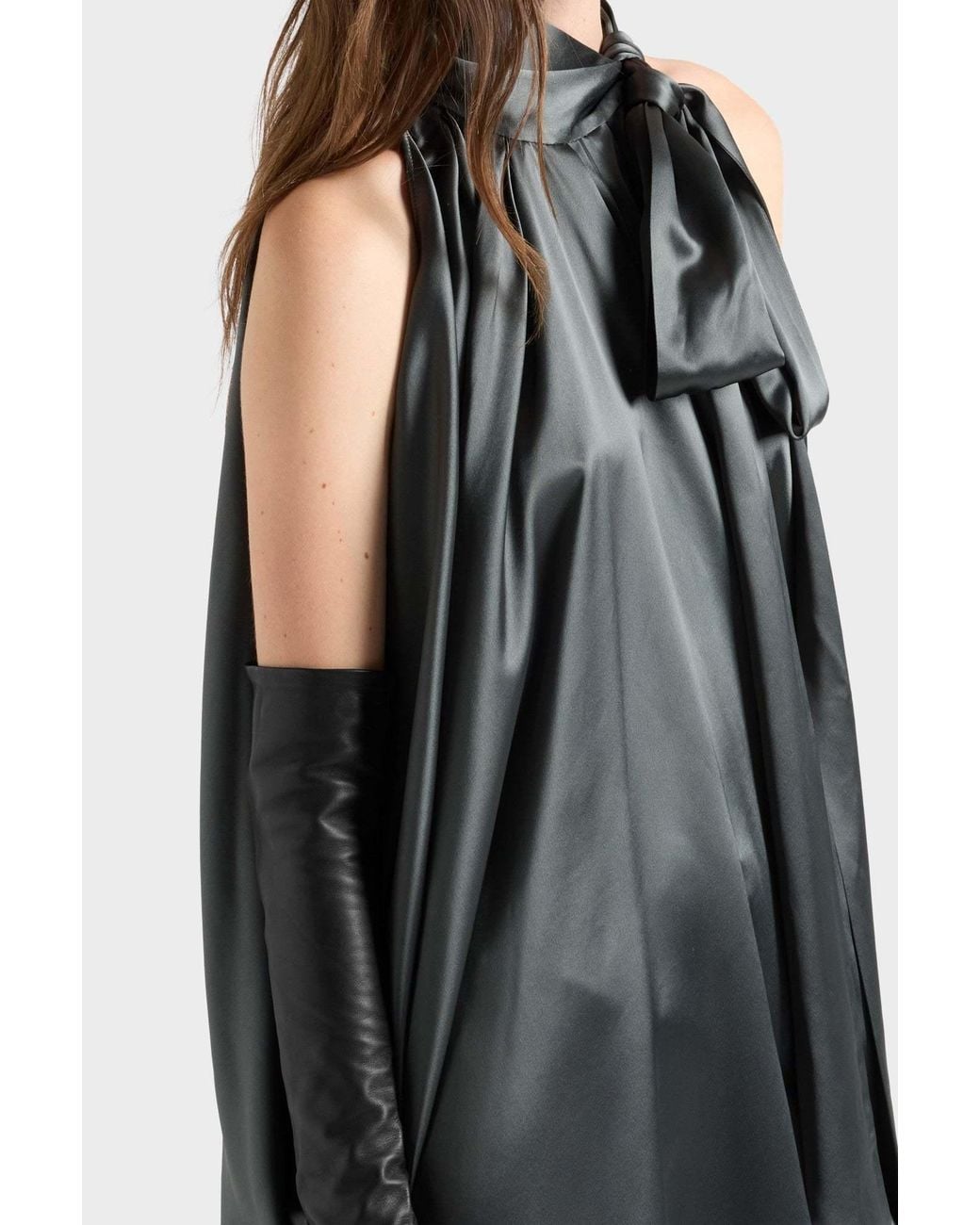 7 For All Mankind Gray Petal Draped Mini Dress