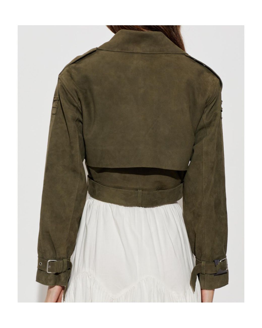 AllSaints Green Ophelia Cropped Belted Jacket