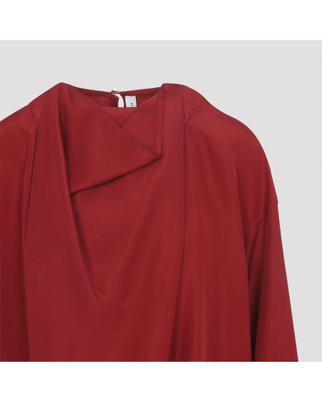 Carven Red Draped V-Neck Blouse
