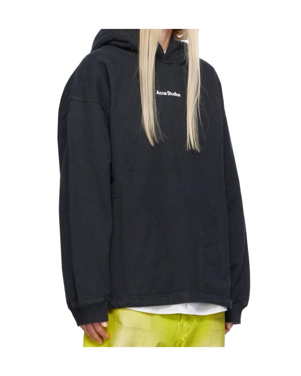 Acne Blue Logo Printed Oversized Hoodie