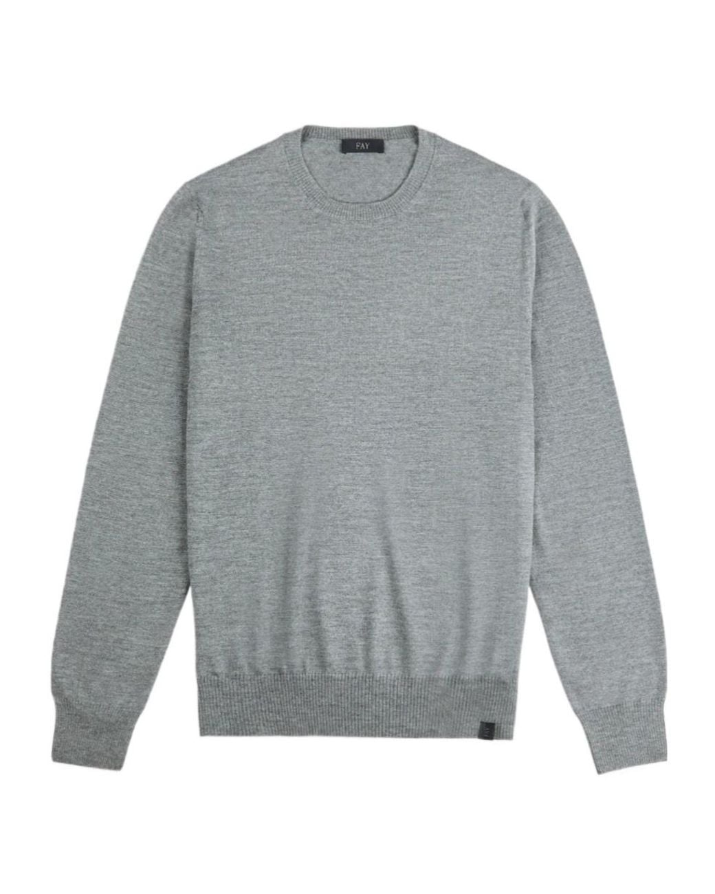 Fay Gray Crew Neck Knitted Sweater for men
