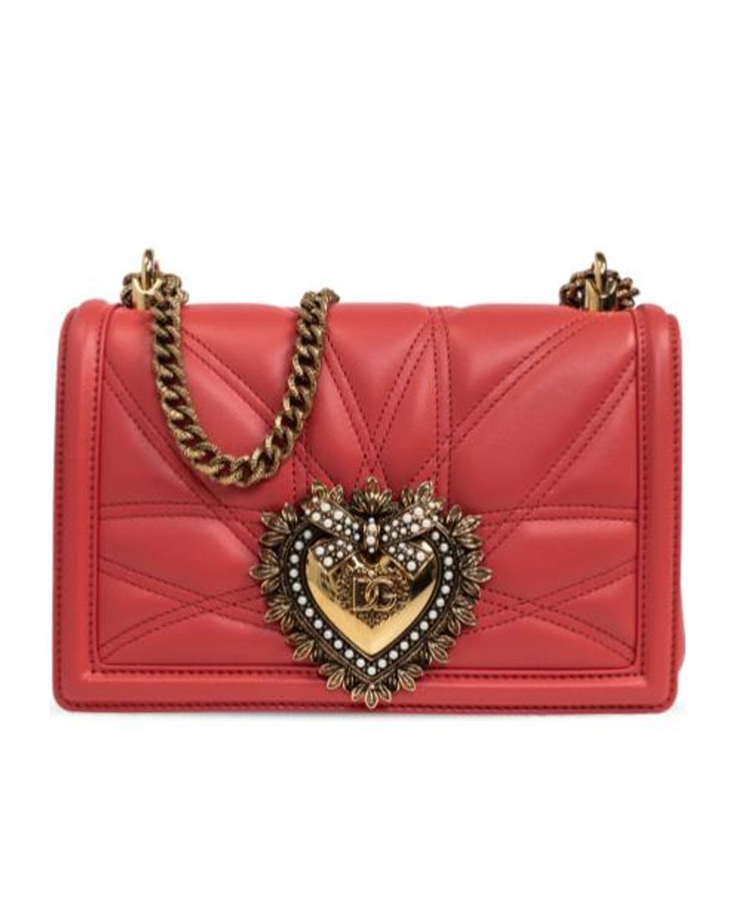 Dolce & Gabbana Red Devotion Logo Plaque Shoulder Bag