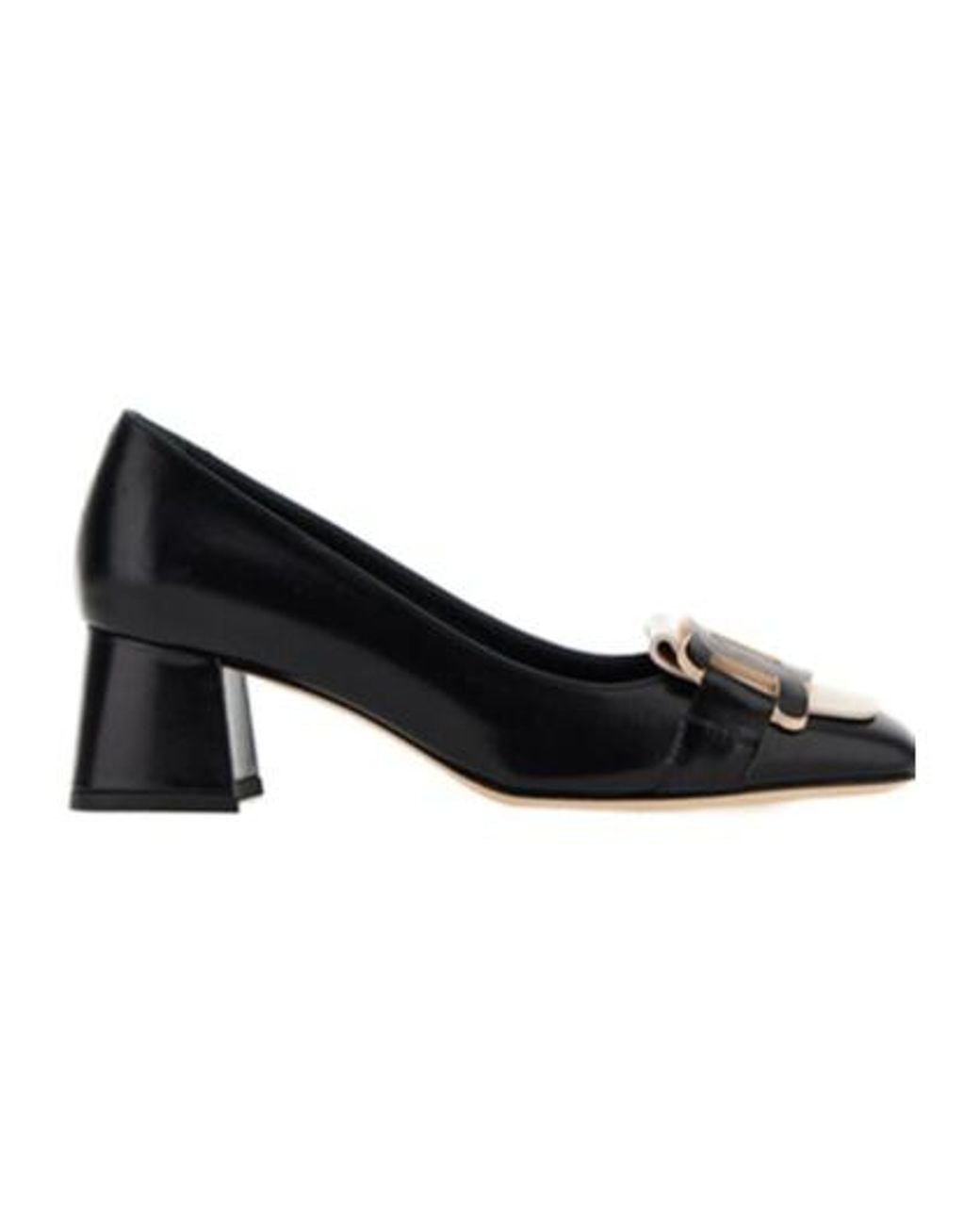 Tod's Black Square-Toe Block-Heel Pumps