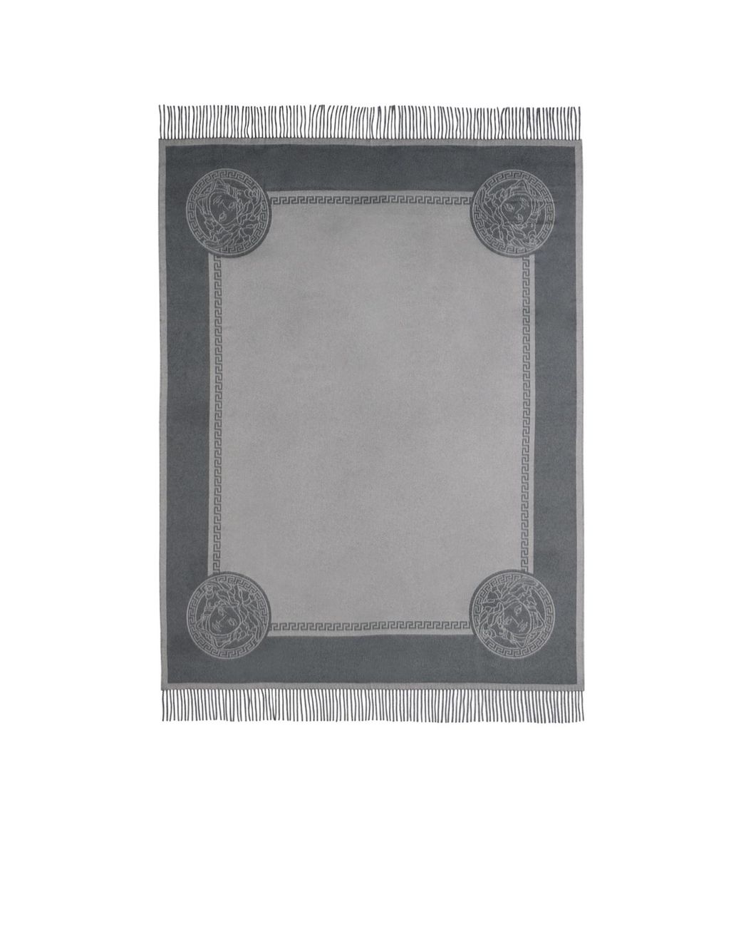 Versace Gray Medusa Head Fringed-Edge Blanket for men