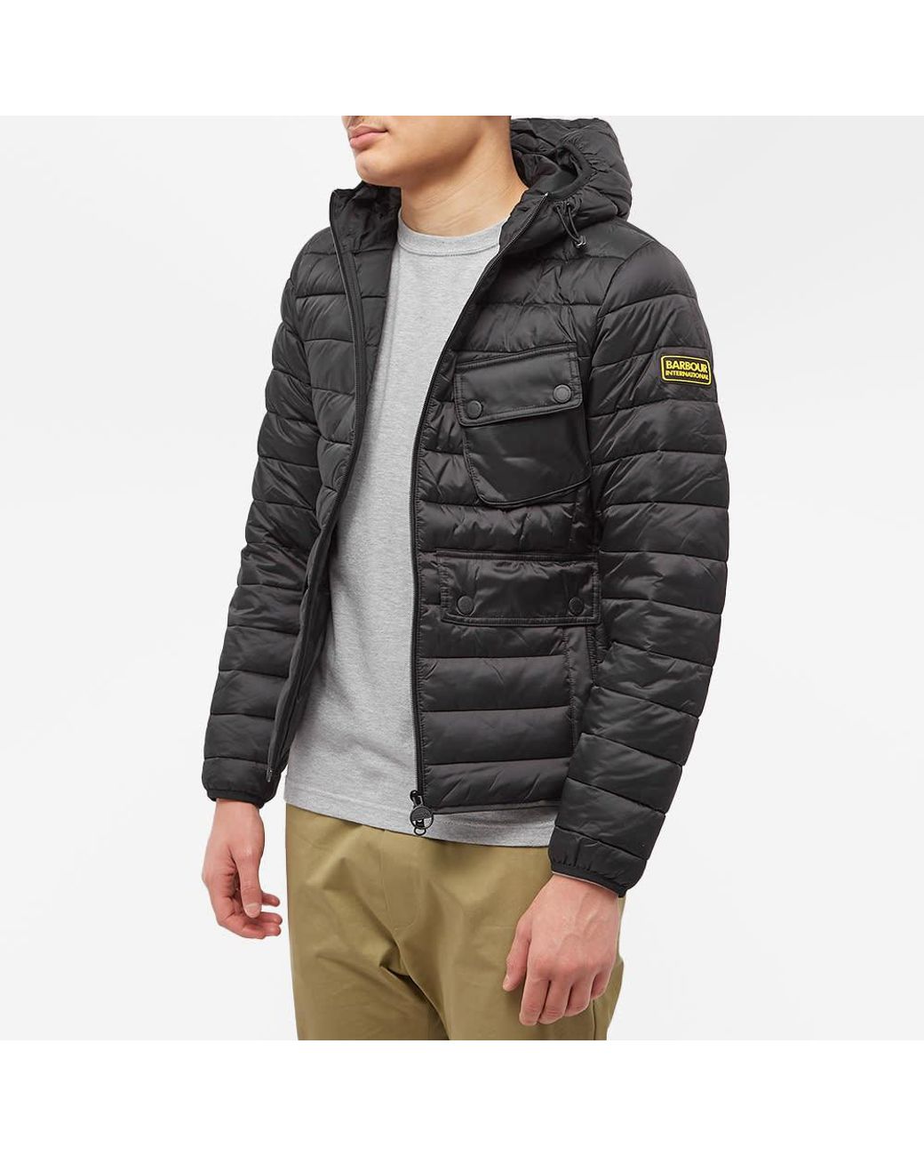 Barbour Black Padded Hooded Jacket for men