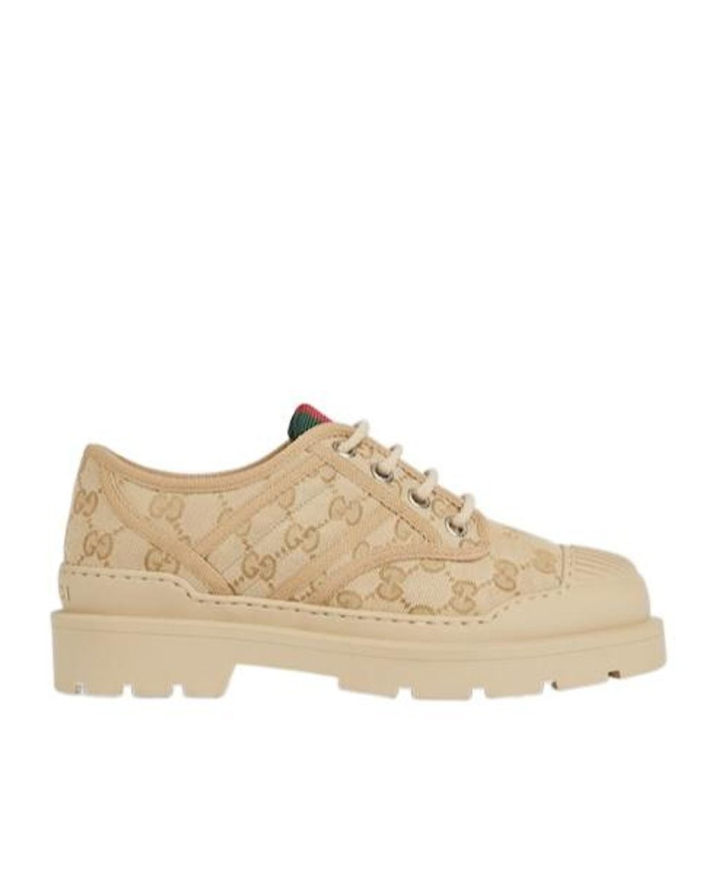 Gucci Natural Lace-Up Shoe With Web