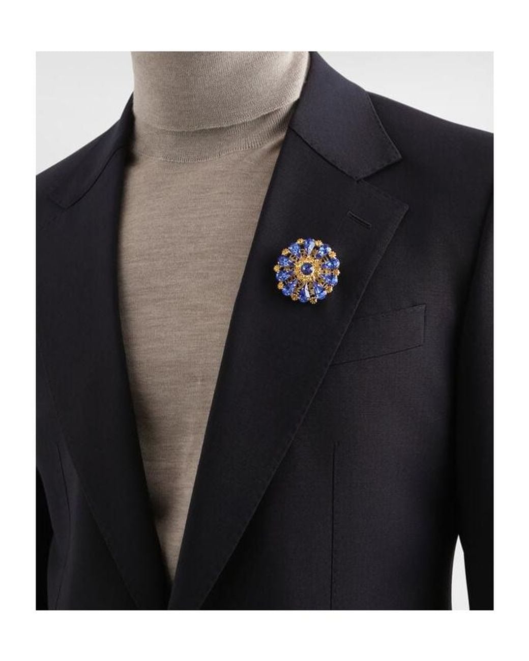 Dolce & Gabbana Blue Floral Motif Brooch for men