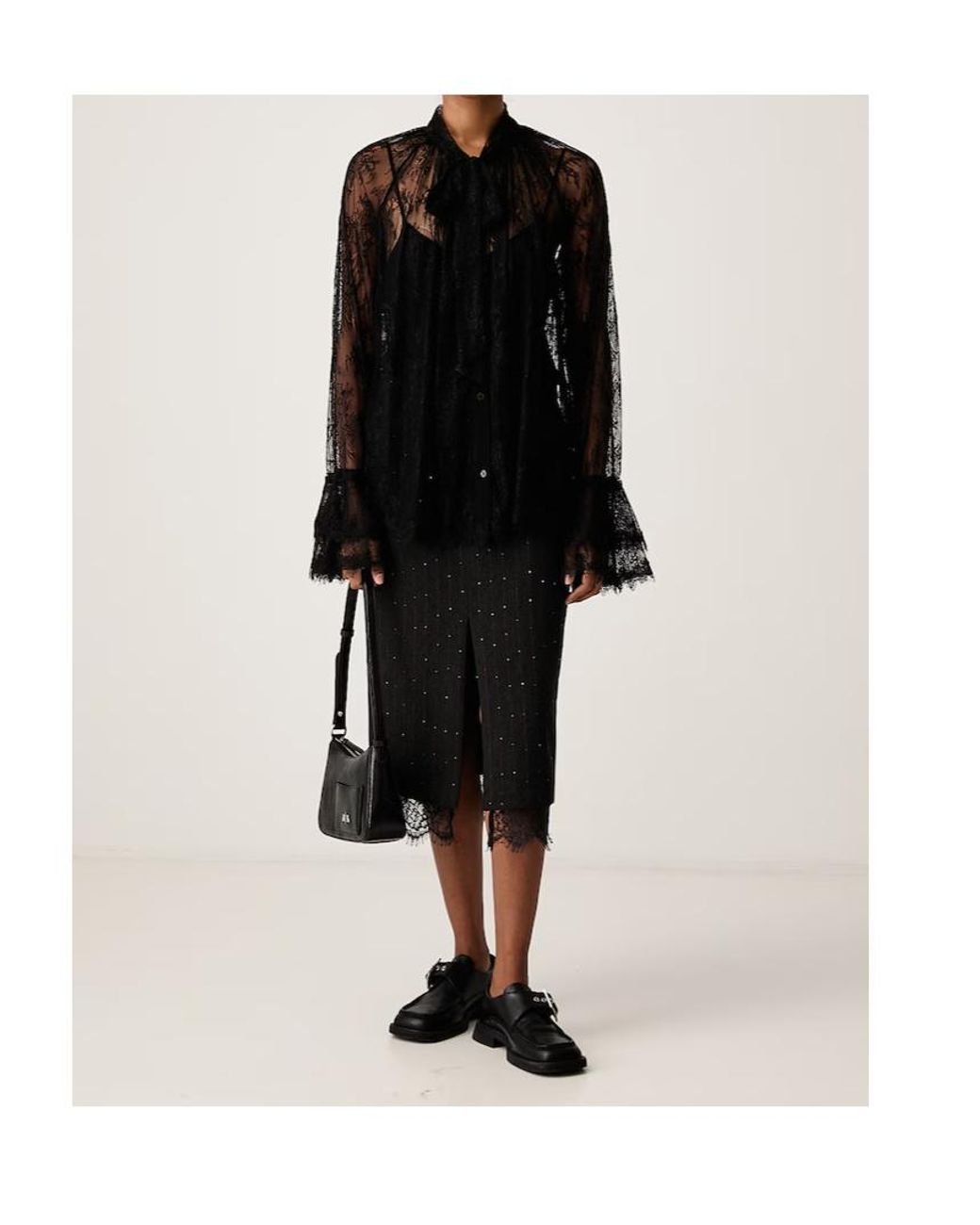 ERMANNO FIRENZE Black Lace Shirt With Ties