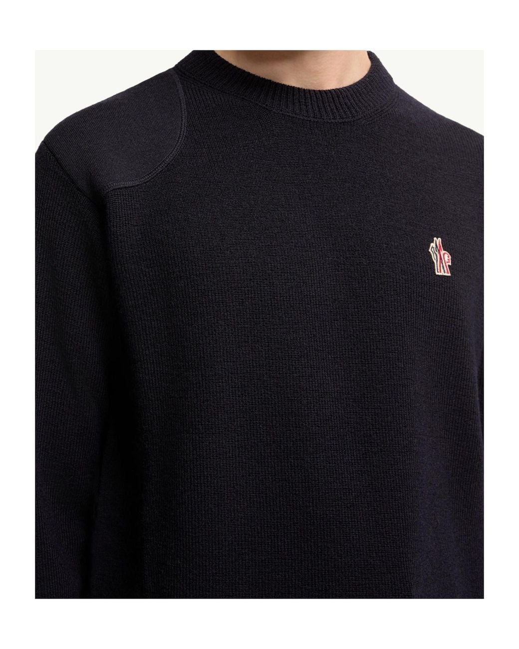 Moncler Blue Grenoble Logo-Patch Crewneck Jumper for men