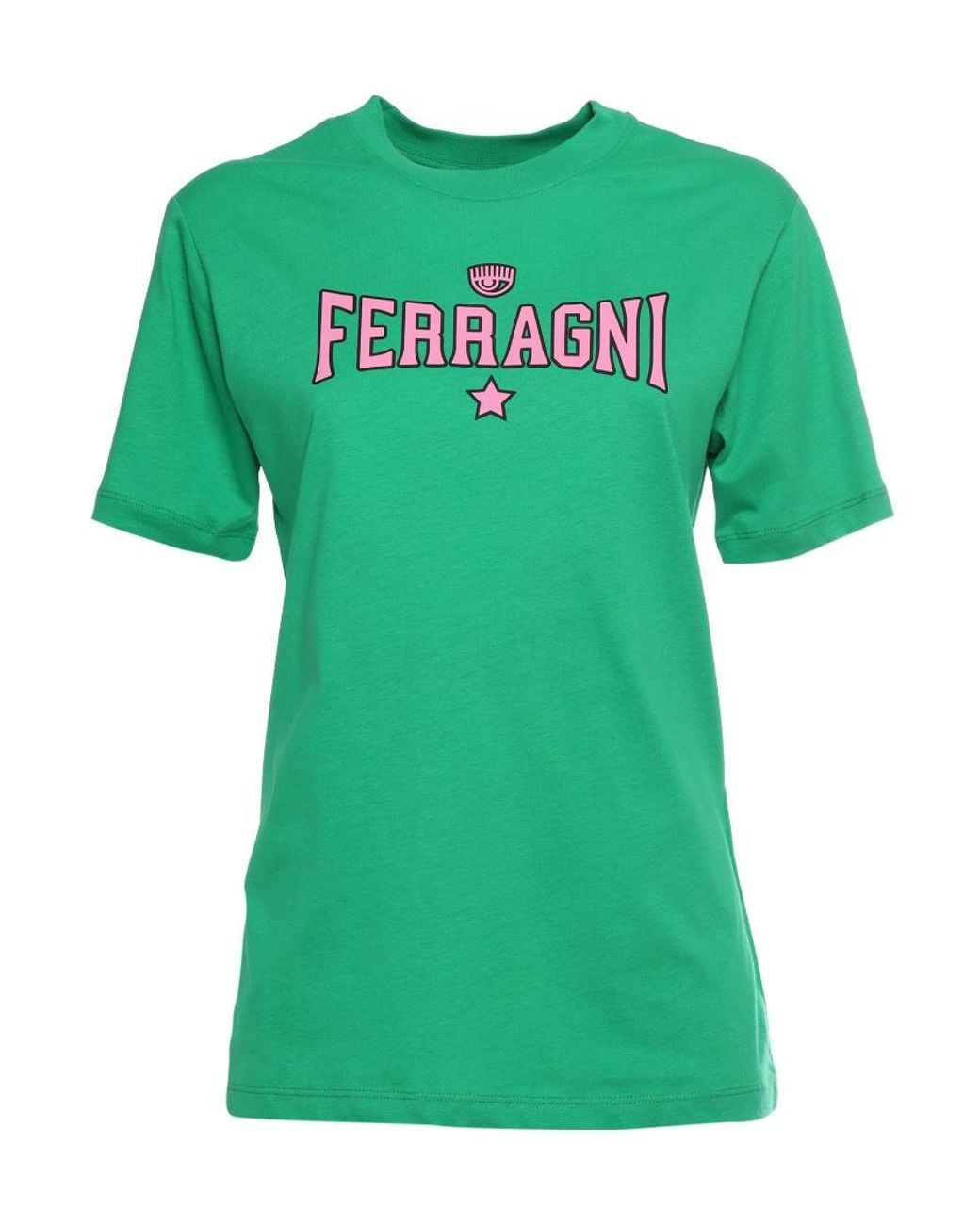 Chiara Ferragni Green Logo-Printed Crewneck T-Shirt for men