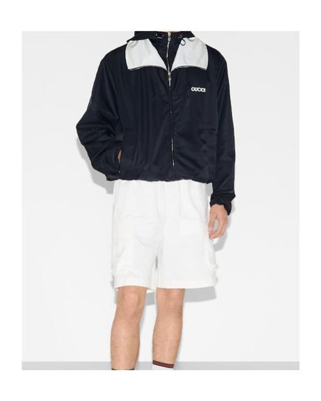 Gucci Blue Nylon Twill Jacket With Patch for men