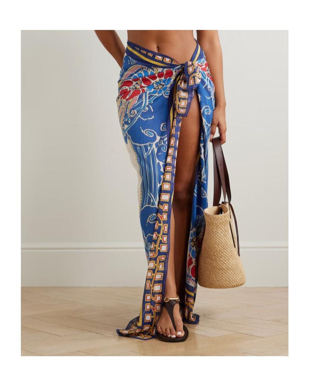 LaDoubleJ Blue Floral-Print Pareo