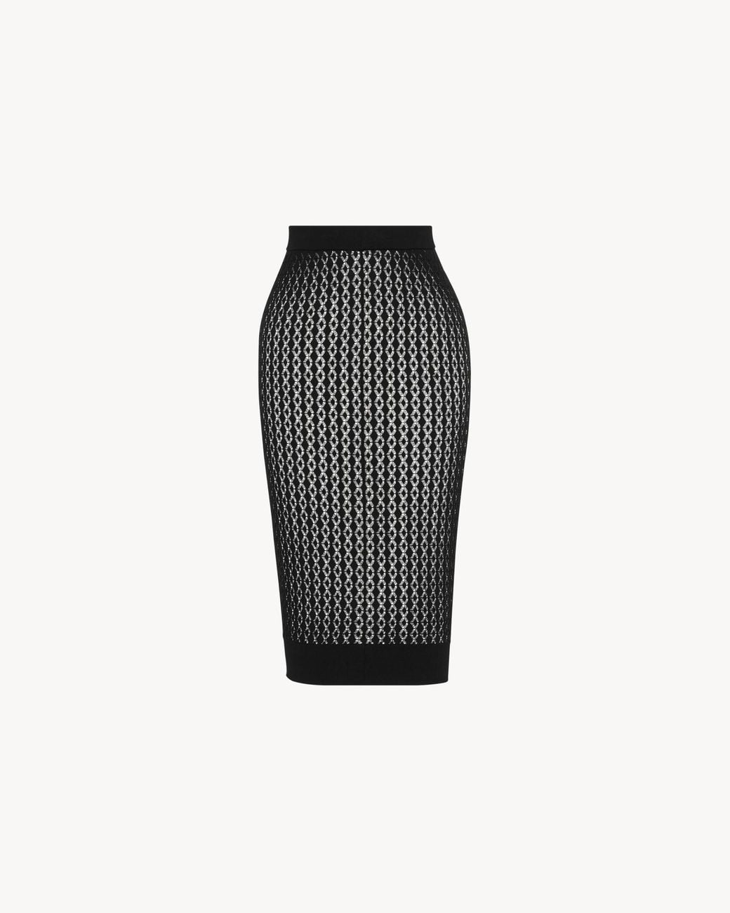 Saint Laurent Black Knitted Midi Pencil Skirt
