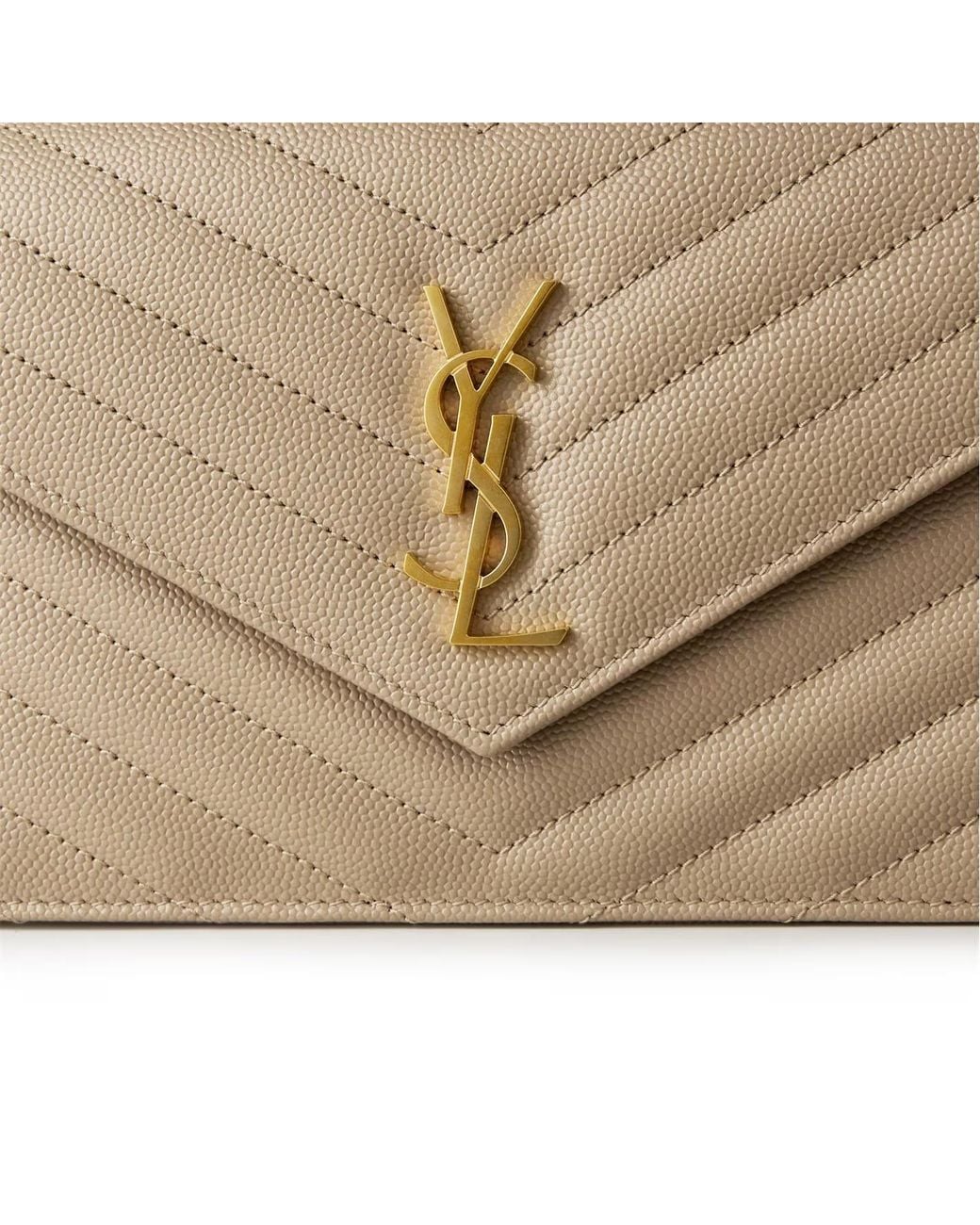 Saint Laurent Natural Monogram Logo Shoulder Bag