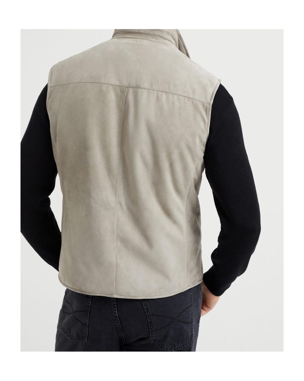 Brunello Cucinelli Black Leather Vest for men