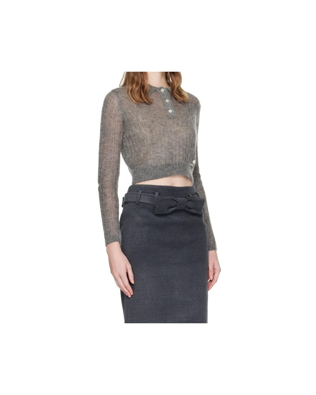 ShuShu/Tong Black Long-Sleeve Knitted Polo Shirt