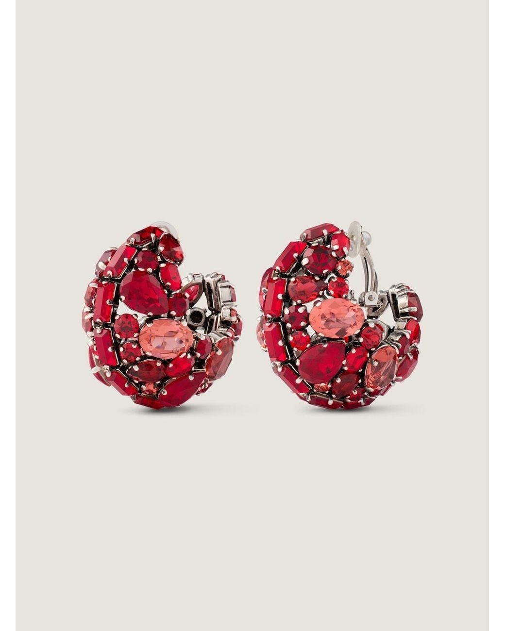 Givenchy Red Bold Crystals Clip Earrings