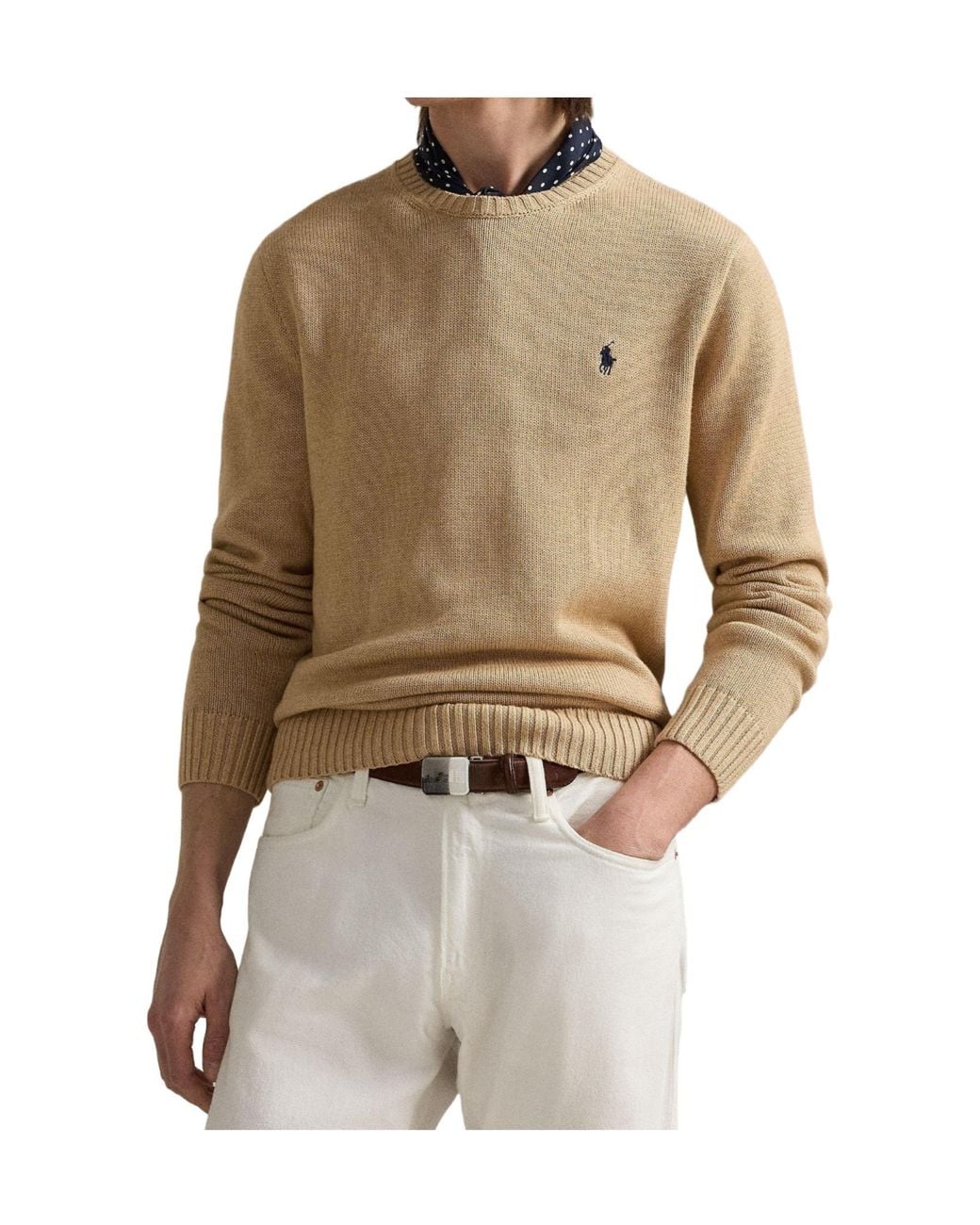 Polo Ralph Lauren White Solid Crew Neck Knit Sweater for men