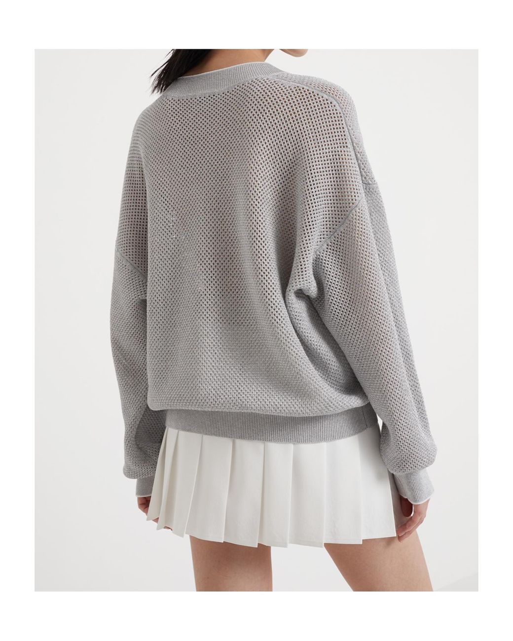 Brunello Cucinelli Gray V-Neck Knit Jumper