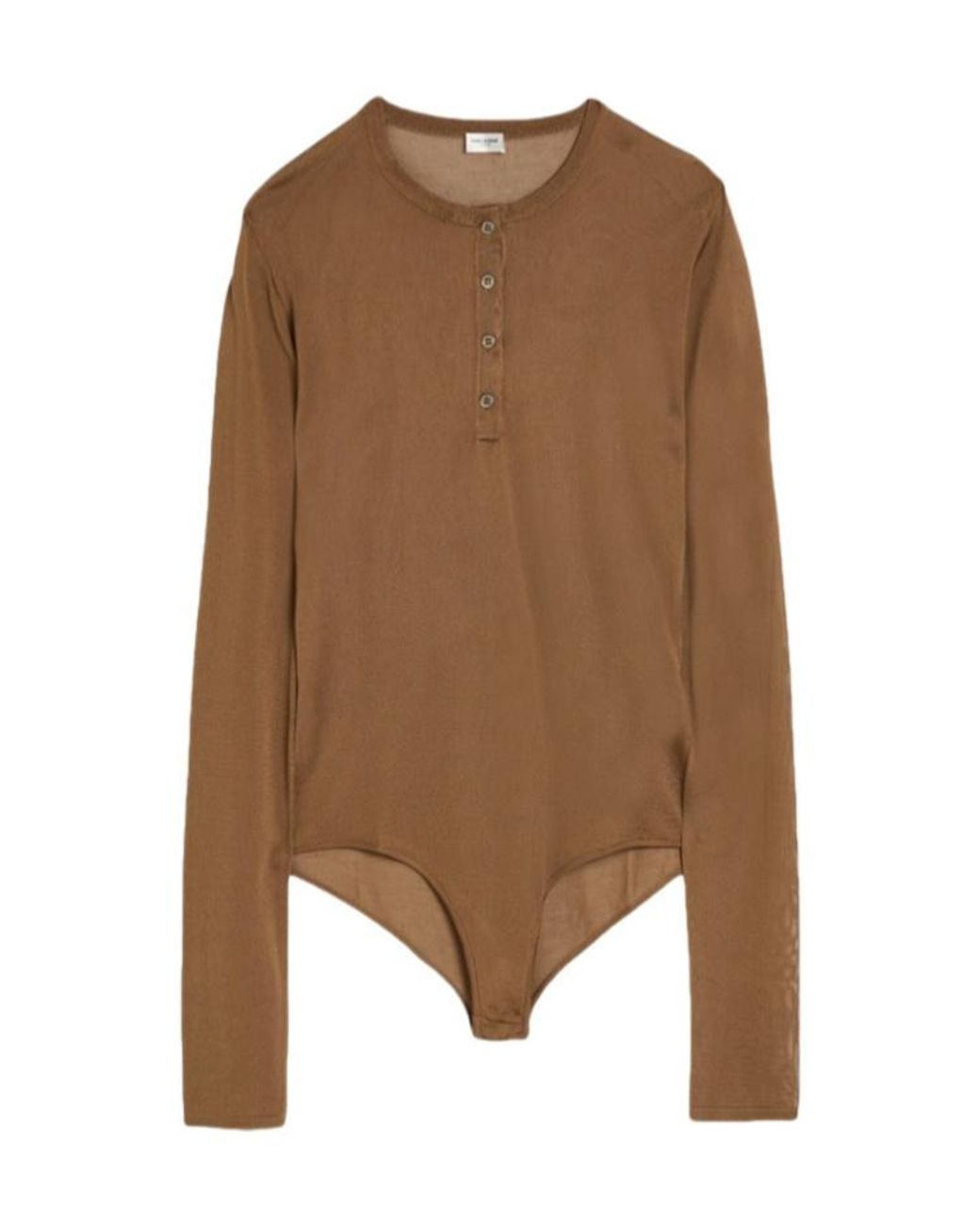 Saint Laurent Brown Solid Colour Lightweight Knitted Bodysuit