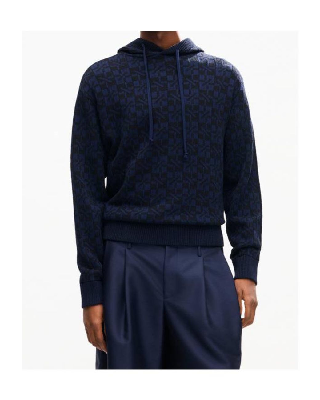 KENZO Blue 'Gram' Knitted Hoodie for men