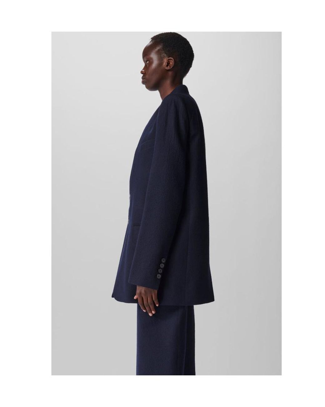 Ann Demeulemeester Blue Wool V-Neck Blazer