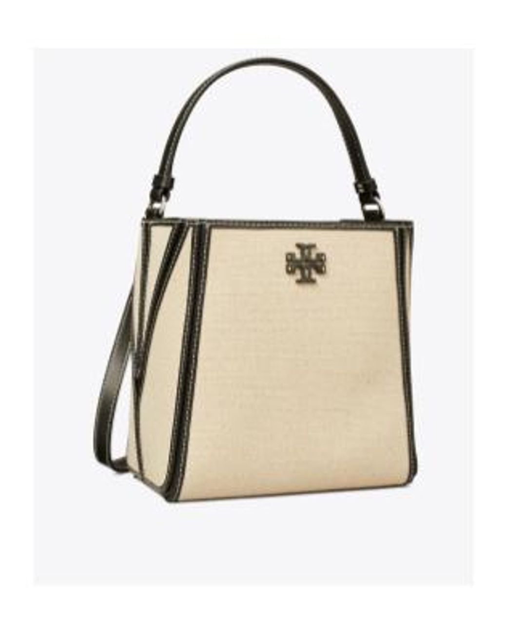 Tory Burch Natural Small Mcgraw Canvas Bucket Bag