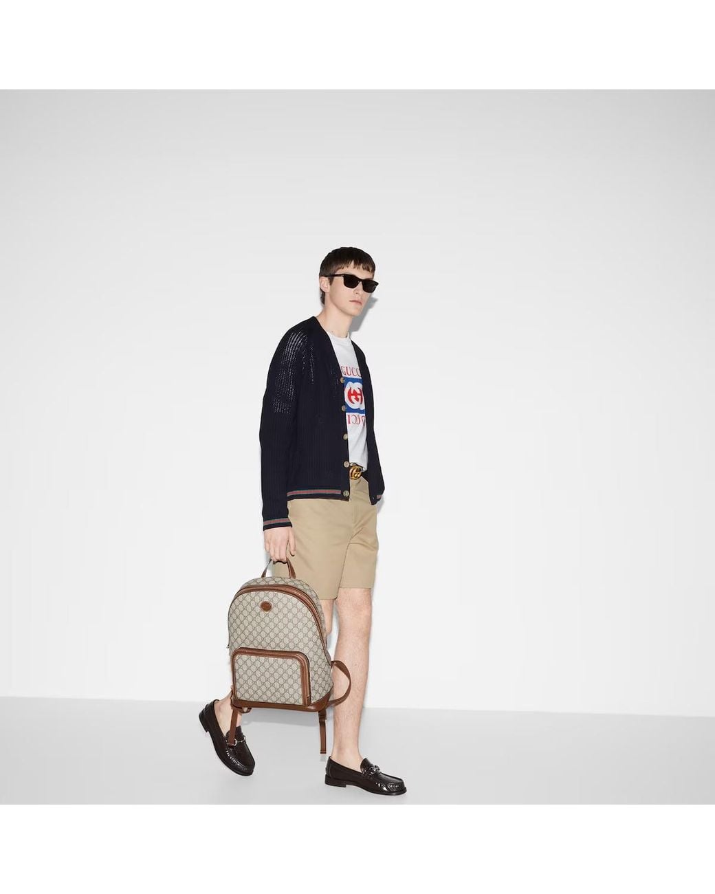 Gucci Black Logo Embroidered Button-Up Cardigan for men
