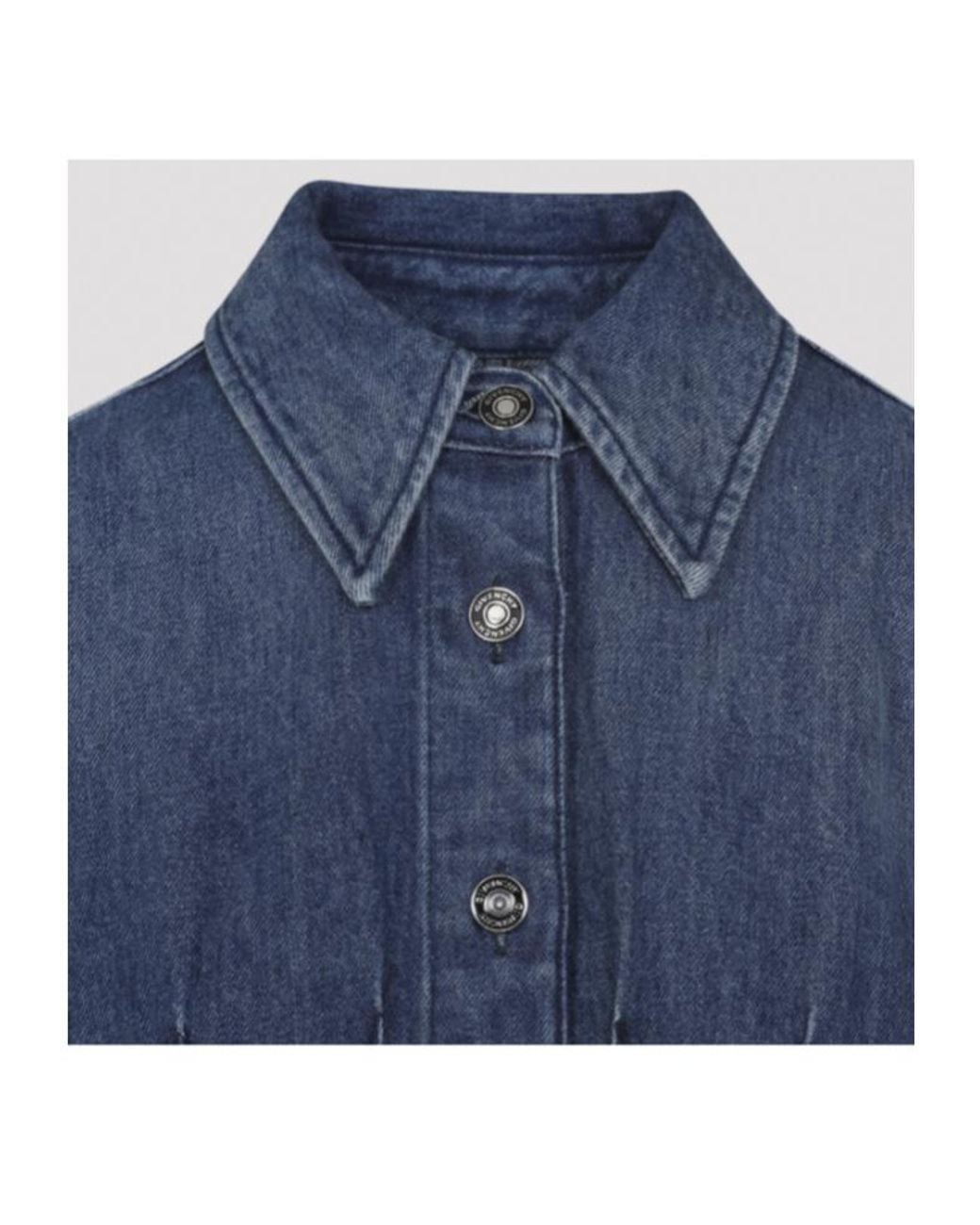 Givenchy Blue Collared Long-Sleeve Mini Denim Dress