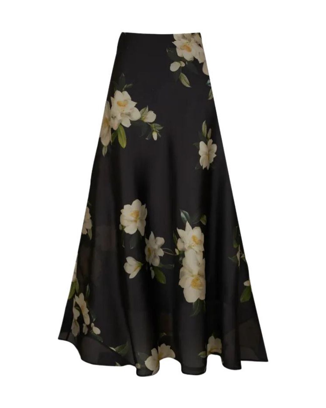 Zimmermann Black Harmony Silk Midi Skirt