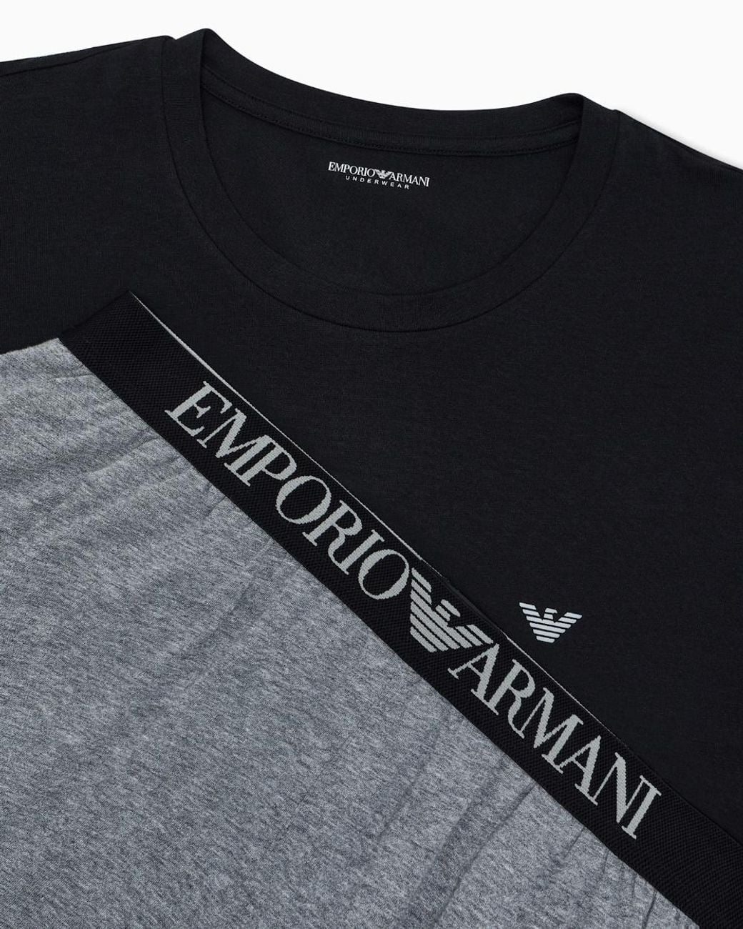 Emporio Armani Black Logo Two-Piece Pyjamas for men