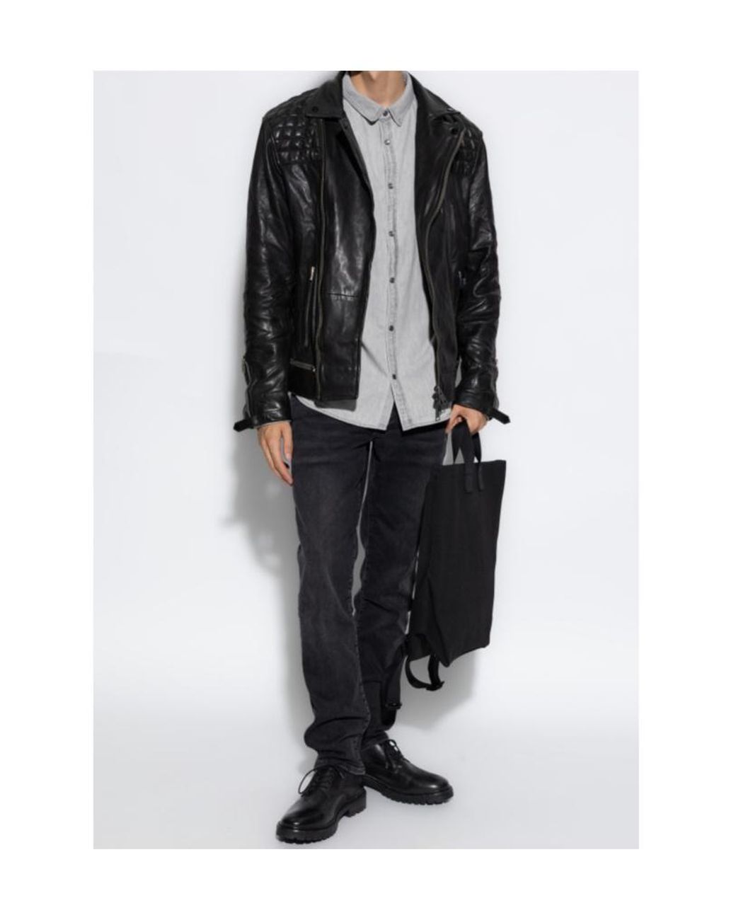 AllSaints Gray Signature Embroidered Casual Shirt for men