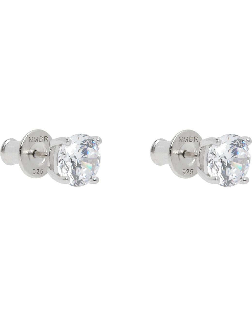 NUMBERING White Inlaid Earrings for men
