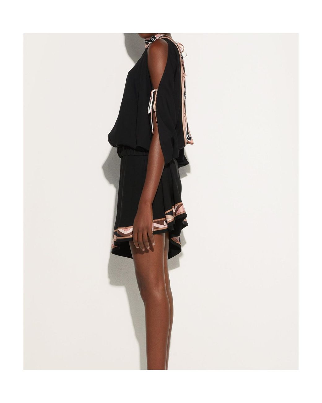 Emilio Pucci Black Pucci Pattern-Printed Cape Blouse