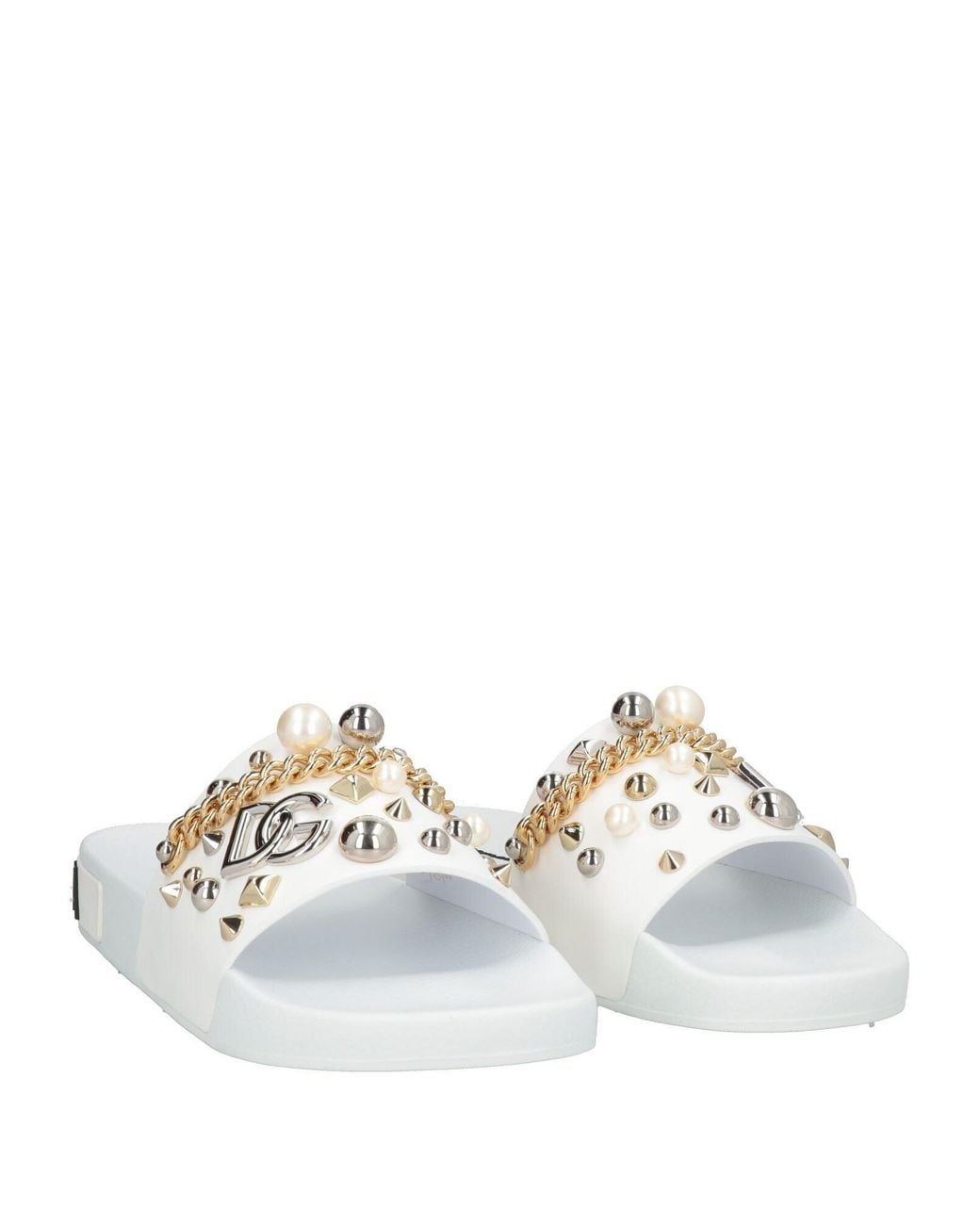 Dolce & Gabbana White Pool Slidesplain