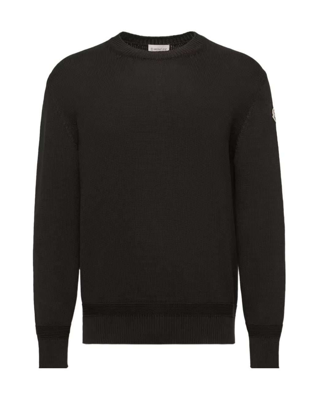 Moncler Black Logo Patch Crewneck Jumper for men