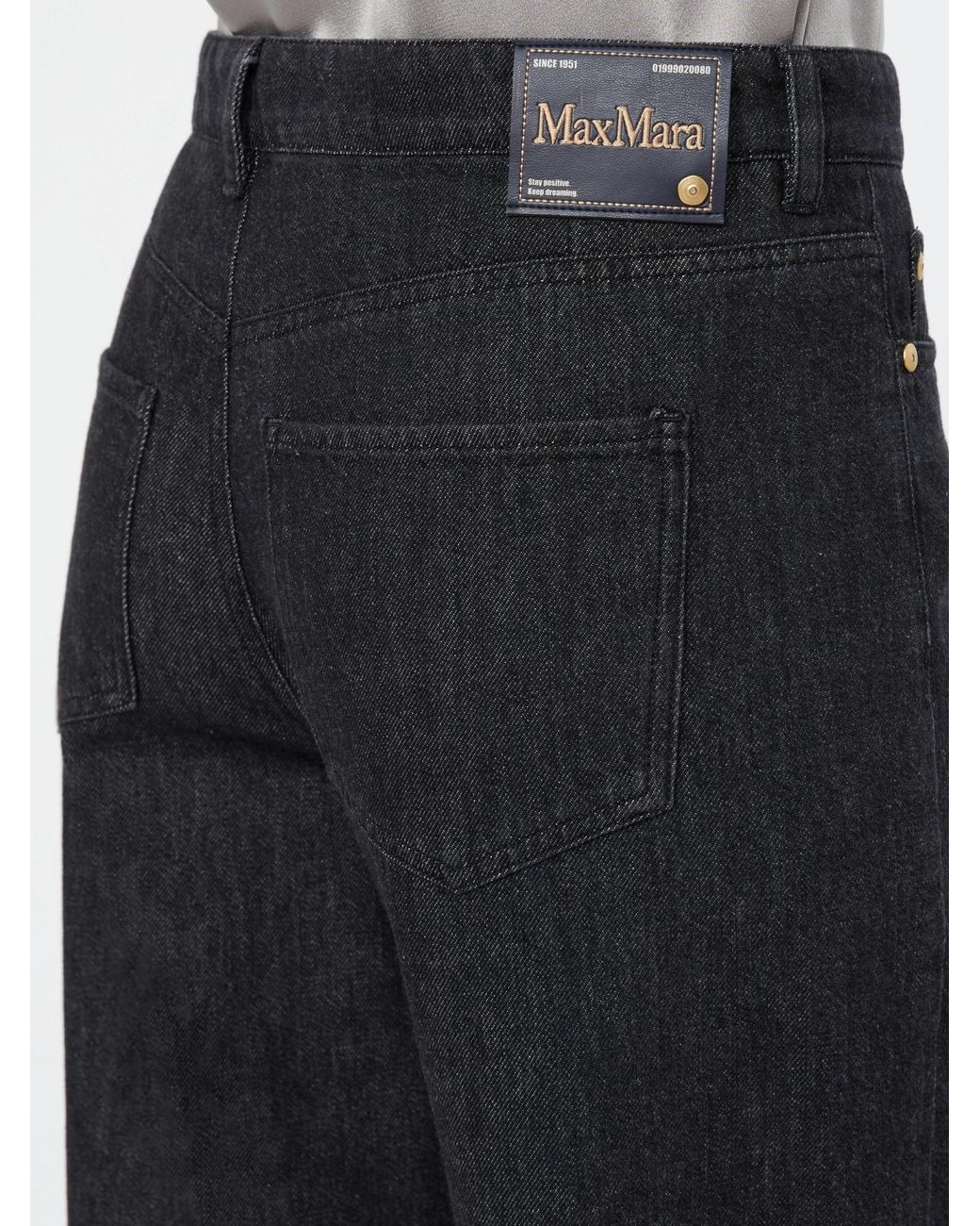 Max Mara Black Button-Up Wide-Leg Jeans