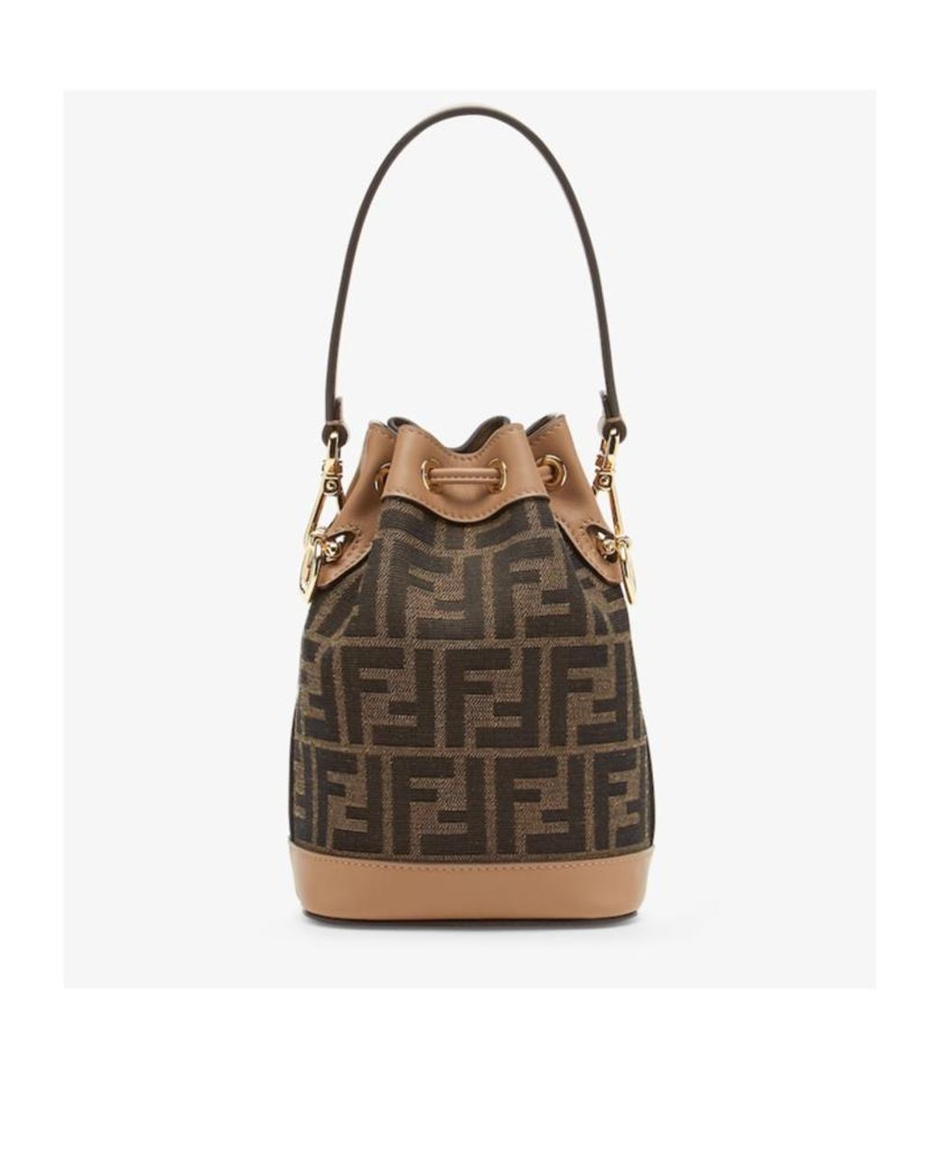 Fendi Brown Mon Tresor Ff Jacquard Bucket Bag
