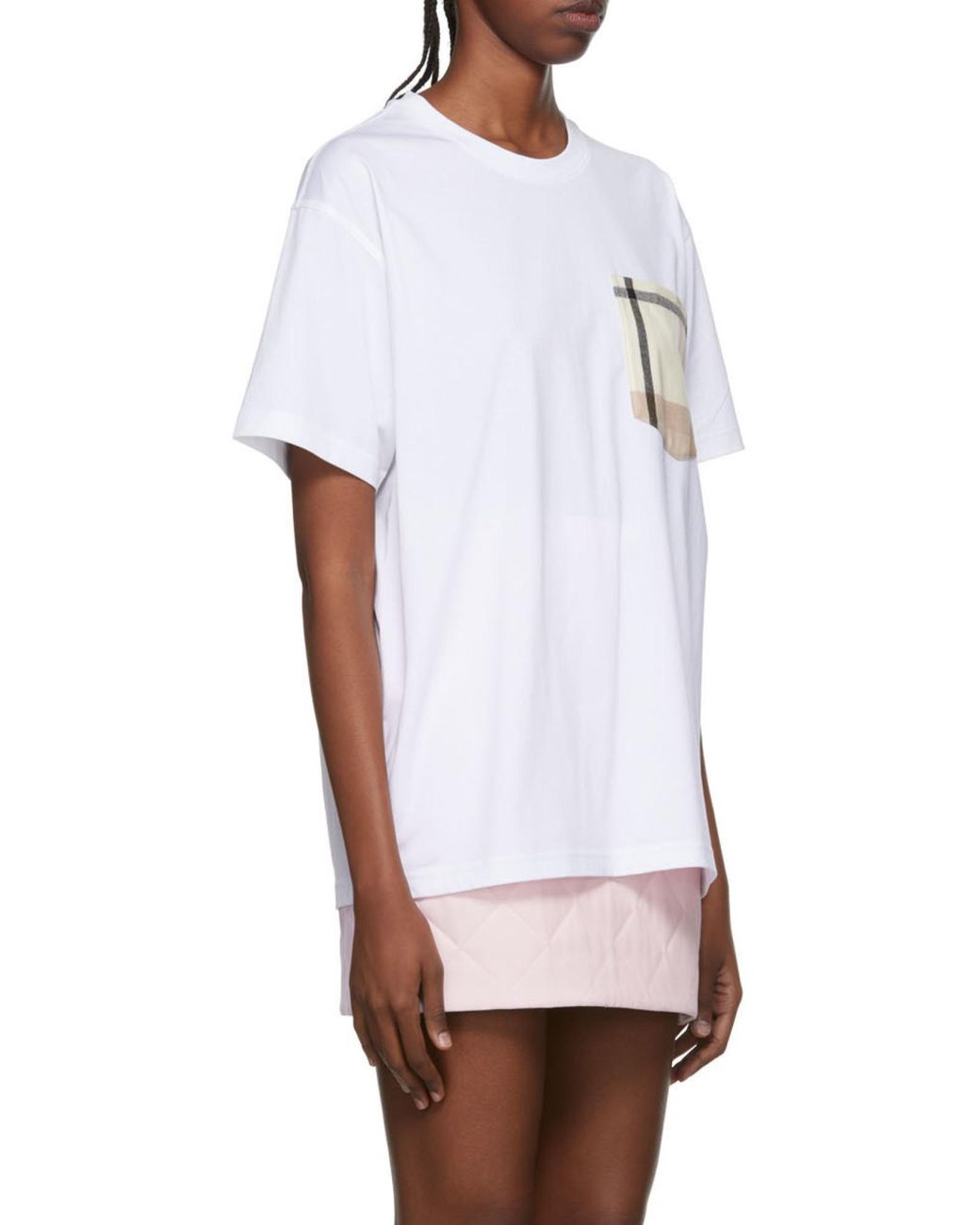 Burberry White Check Patch Pocket T-Shirt