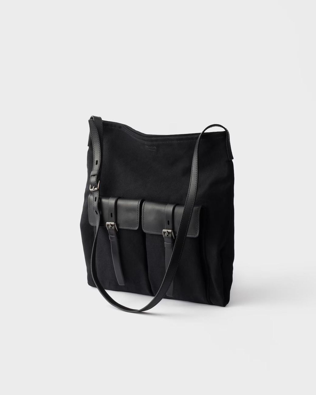 Prada Black Route Canvas And Leather Shoulder Bag for men