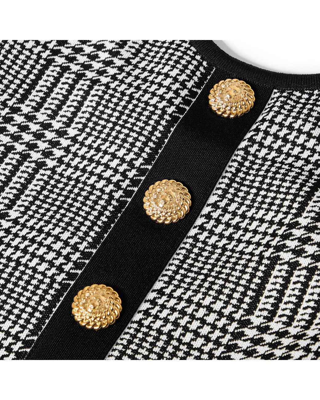 Balmain Black Sleeveless Houndstooth Jumpsuit