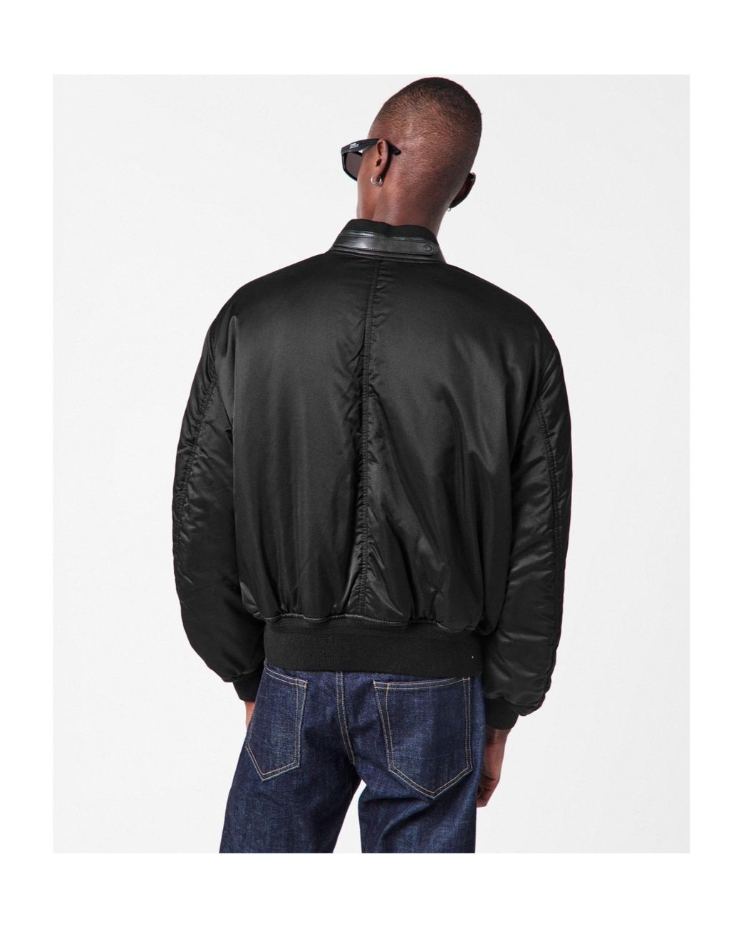 Tom Ford Black Satin Bomber Jacket for men