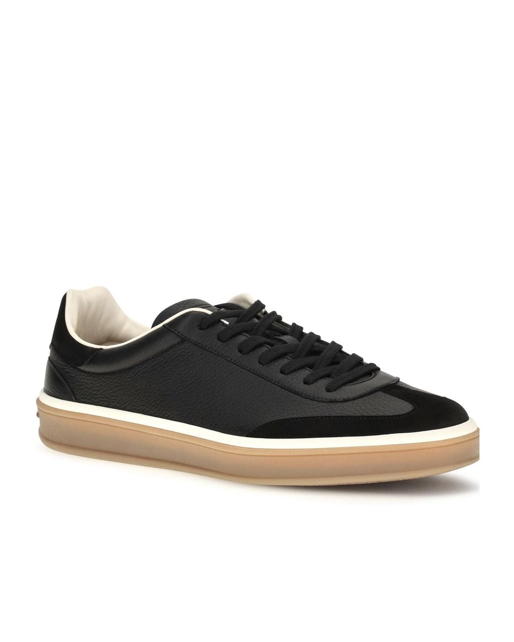 Loro Piana Black Almond Toe Lace-Up Sneakers for men